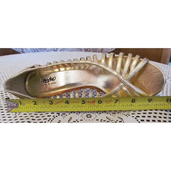 Retro Vintage Massimo Cage Spool Heel Gold Size 8 - Picture 8 of 11